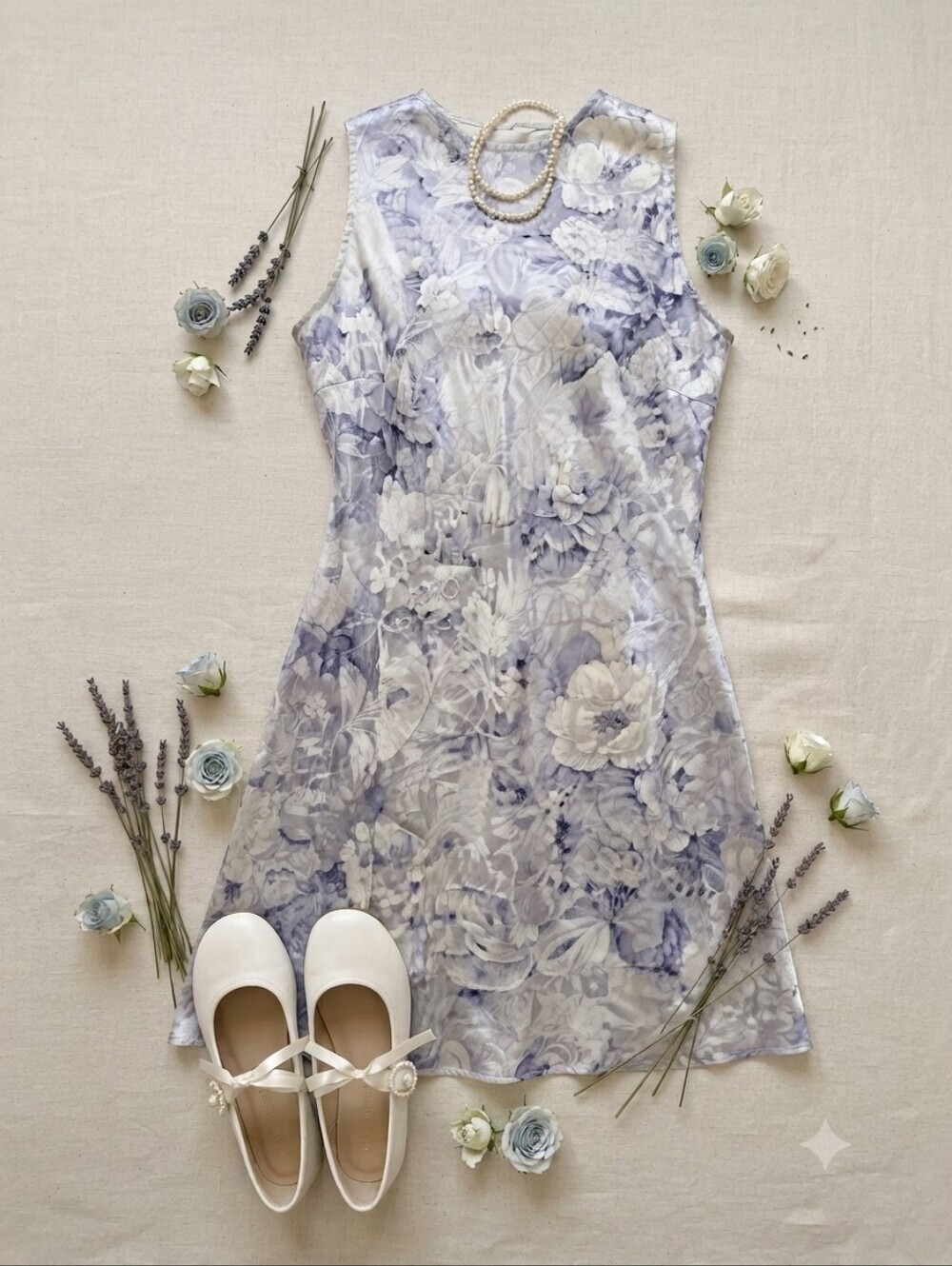 Vintage All That Jazz Metallic Blue Floral Sleeveless Sheath Dress